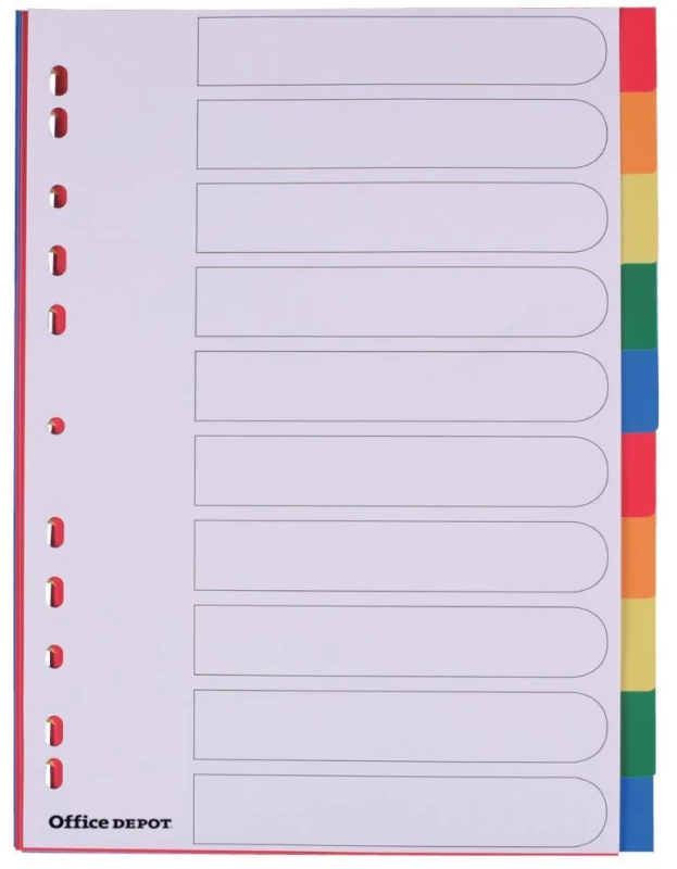 Przekładki plastikowe gładkie z kolorowymi indeksami Office Depot