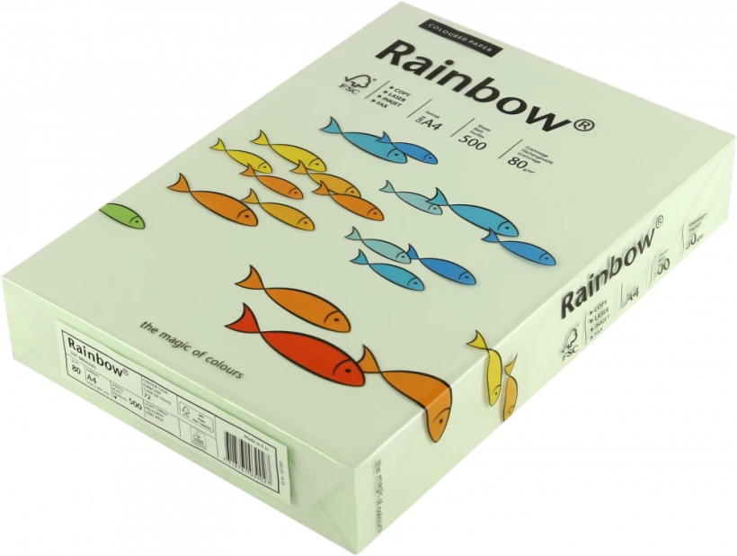 Papier kolorowy Rainbow A4, 80g/m2, 500 arkuszy, blado zielony (R72)