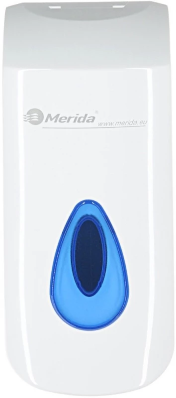 Dozownik do mydła w płynie Merida Top Mini (niebieskie okienko, 9 x19 x 9.8 cm, 400 ml, biały)