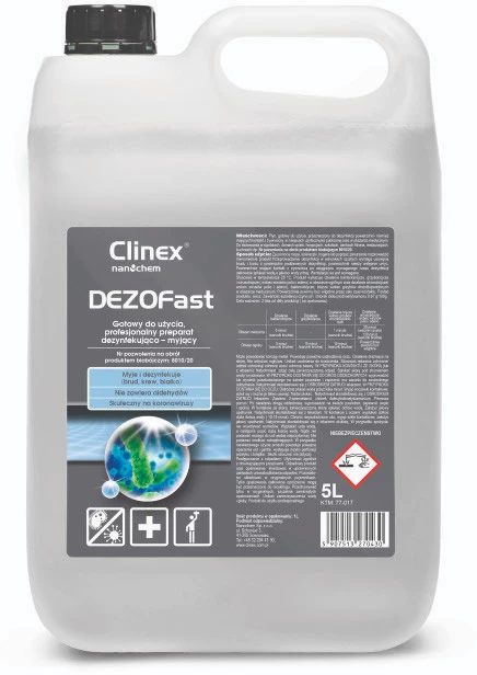 Preparat dezynfekująco-myjący Clinex Dezofast, (antybakteryjny, dezynfekujący, 5l)
