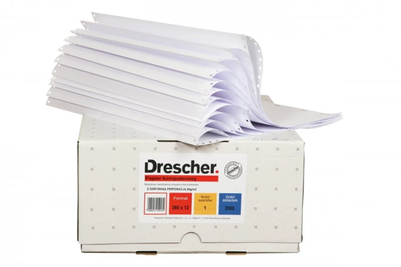 Papier offsetowy do drukarki igłowej (składanka) Drescher