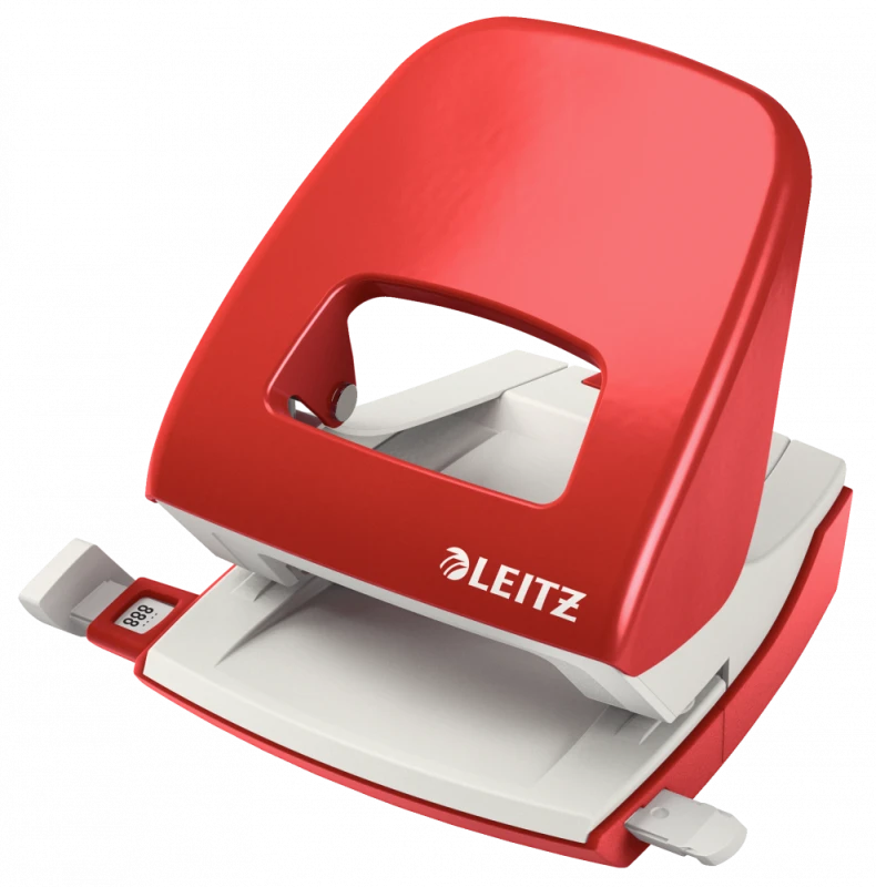 Czerwony dziurkacz biurowy Leitz New NeXXt (duży, do 30 kartek, czerwony)