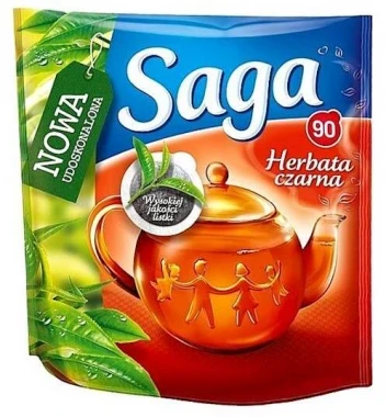 Herbata czarna w torebkach Saga, 100 sztuk x 1.4g