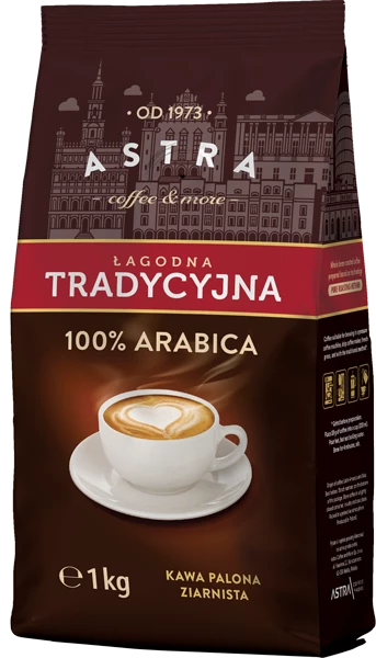Kawa ziarnista Astra Łagodna Arabica, Tradycyjna, 1kg