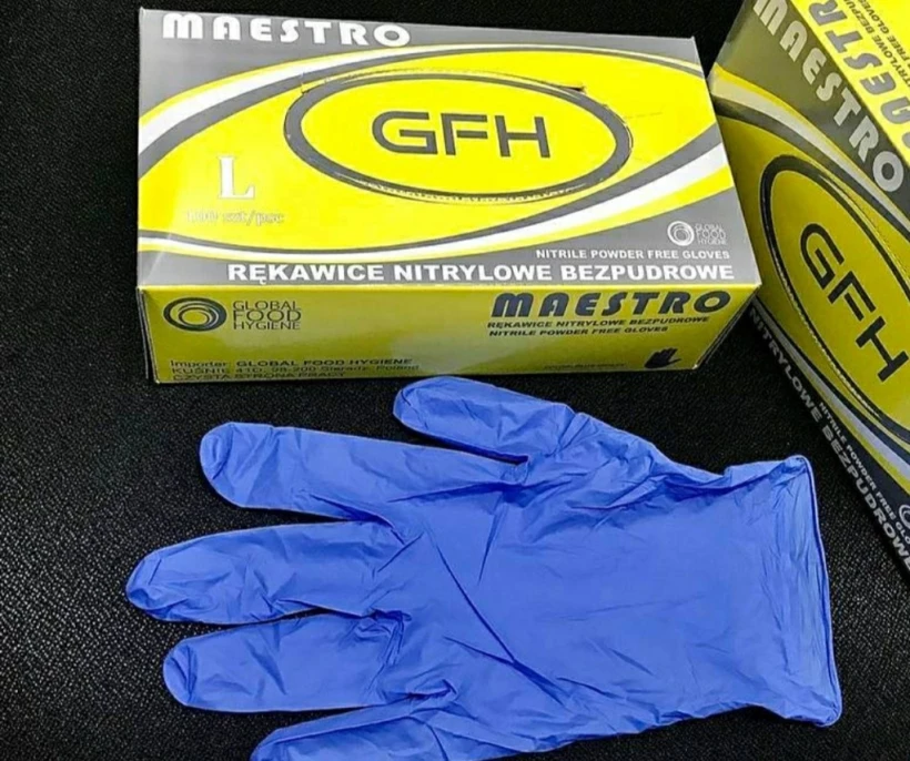 Rękawiczki nitrylowe bezpudrowe GFH, 100 sztuk, fioletowo-niebieski