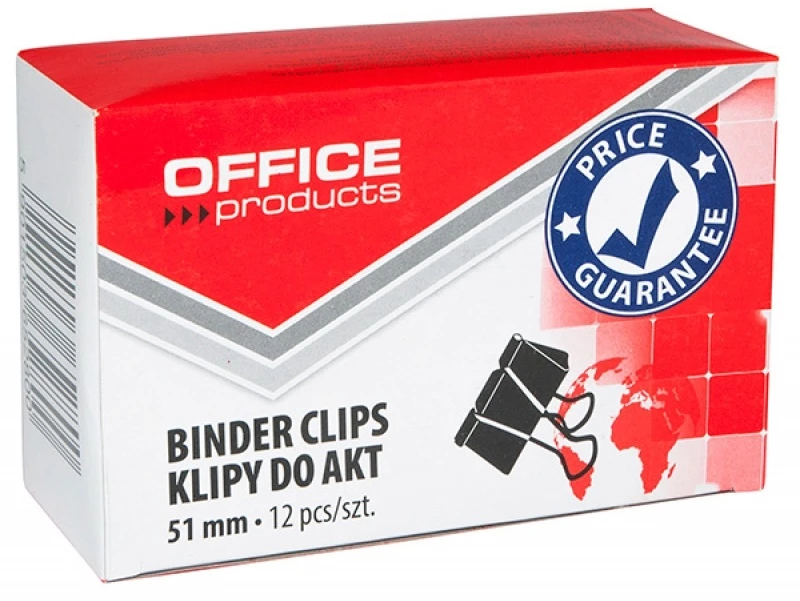 Kip biurowy Office Products 51mm, 12 sztuk, czarny