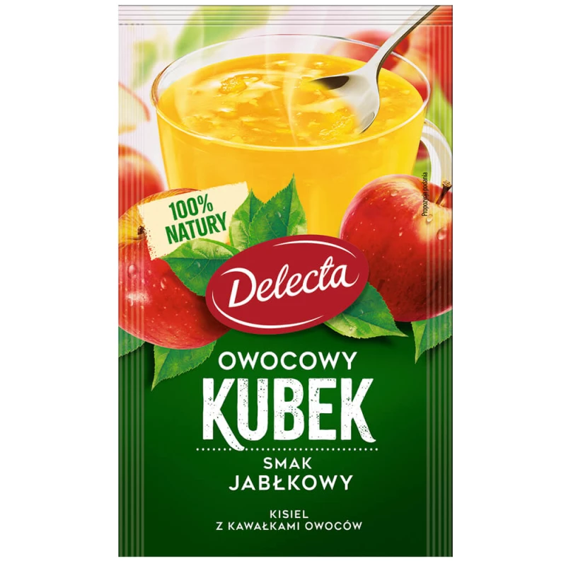 Kisiel Delecta Owocowy Kubek z kawałkami owoców, jabłkowy, 30g