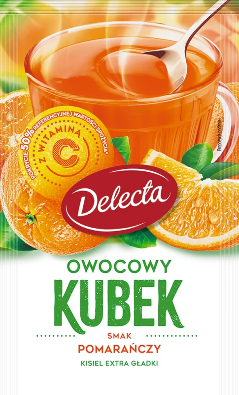 Kisiel Delecta Owocowy Kubek Extra Gładki, pomarańczowy, 30g