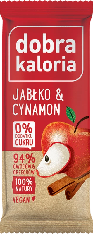 Baton owocowy dobra kaloria, jabłko i cynamon, 35g