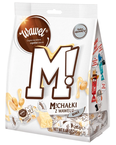 Cukierki Michałki Wawel, orzechowy w białej czekoladzie, 245g