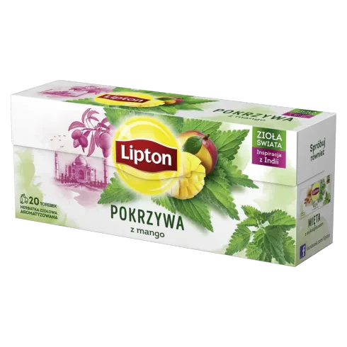 Herbata ziołowa w torebkach Lipton, pokrzywa z mango, 20 sztuk x 1.3g