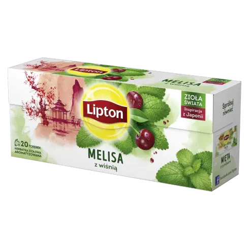 Herbata ziołowa w torebkach Lipton, melisa z wiśnią, 20 sztuk x 1.2g