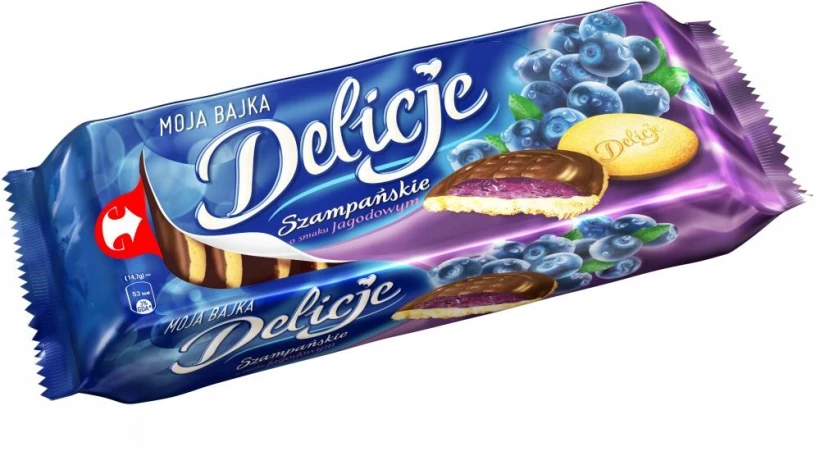 Ciastka Delicje szampańskie Mondelez, jagodowy, 147g