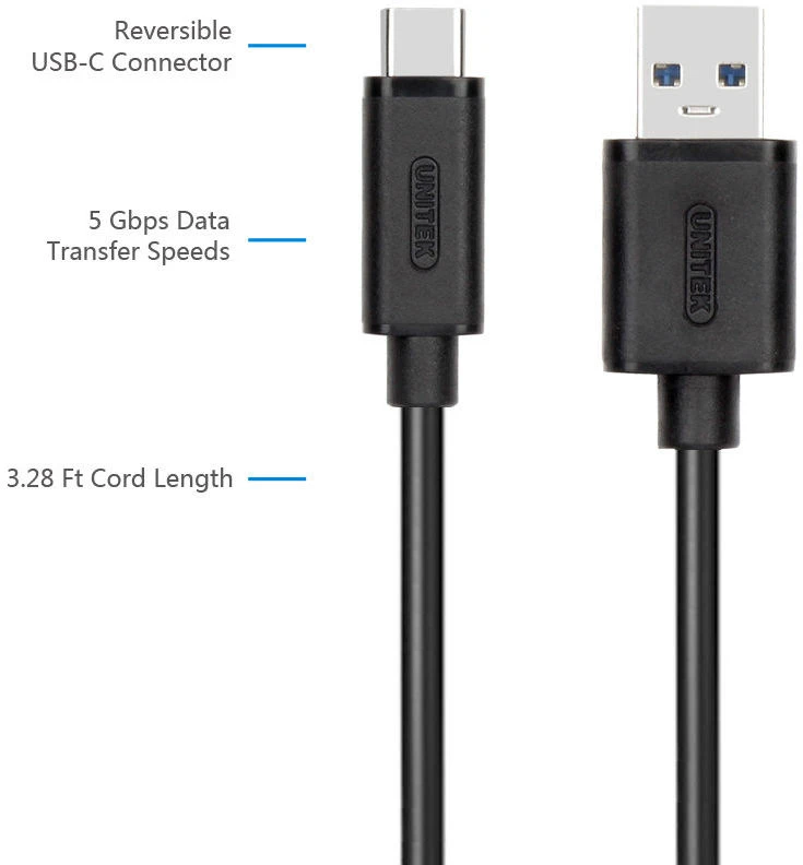 Kabel USB Typ C - USB 3.1 Unitek Y-C474BK+, 1m, czarny