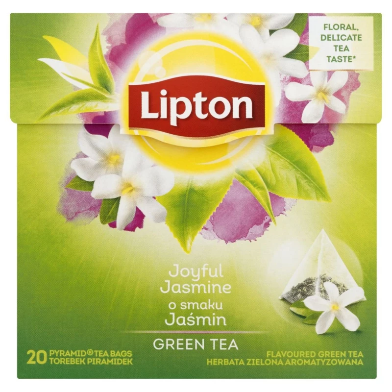Herbata zielona smakowa w piramidkach Lipton Green Tea Jasmine Petals, płatki jaśminu, 20 sztuk x 1.7g