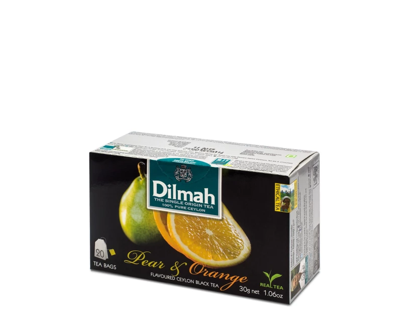 Herbata czarna aromatyzowana w torebkach Dilmah, gruszka i pomarańcza, 20 sztuk x 1.5g