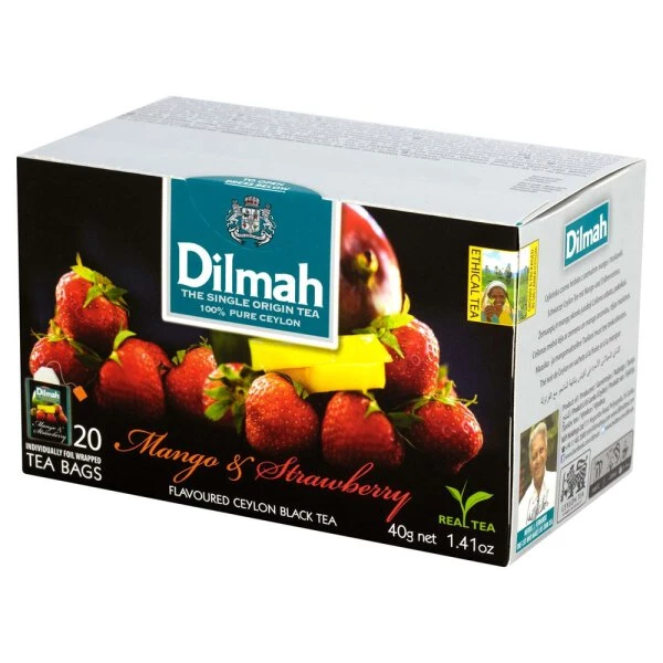 Herbata czarna aromatyzowana w kopertach Dilmah Mango &amp;Strawberry, truskawka i mango, 20 sztuk x 2g