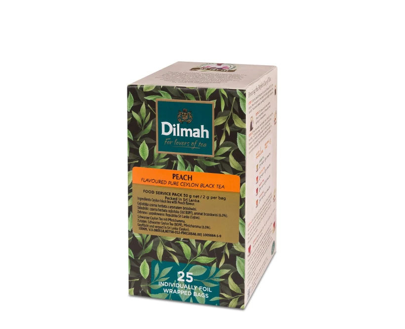 Herbata czarna aromatyzowana w kopertach Dilmah, brzoskwinia, 25 sztuk x 2g