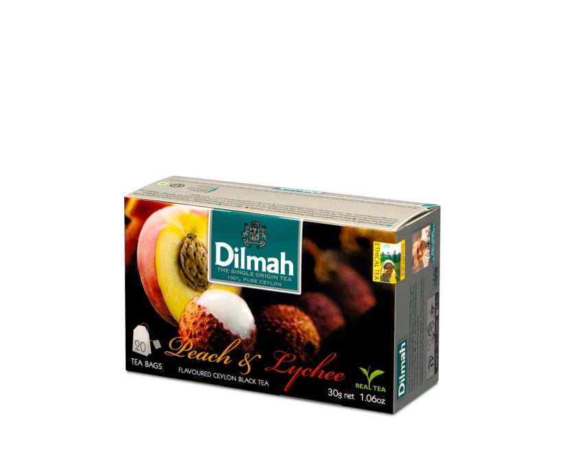 Herbata czarna w torebkach Dilmah Peach &amp; Lychee, brzoskwinia i liczi, 20 sztuk x 1.5g