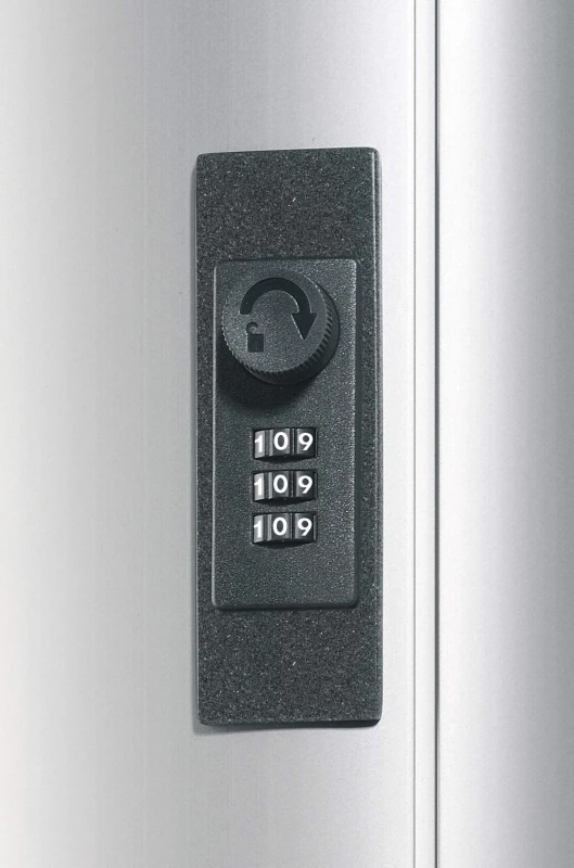 Szafka na klucze Durable Key Box Code, na 18 kluczy, z zamkiem szyfrowym i zawieszkami, srebrny
