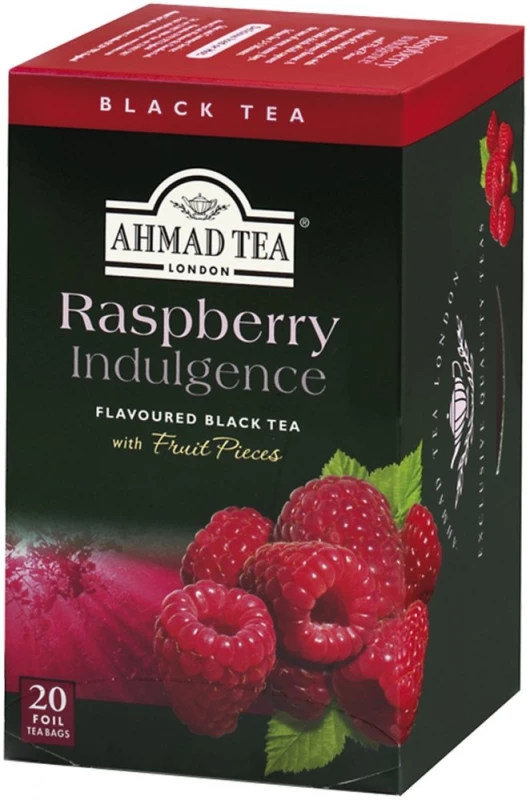 Herbata czarna aromatyzowana w kopertach Ahmad Tea Raspberry, malina, 20 sztuk x 2g