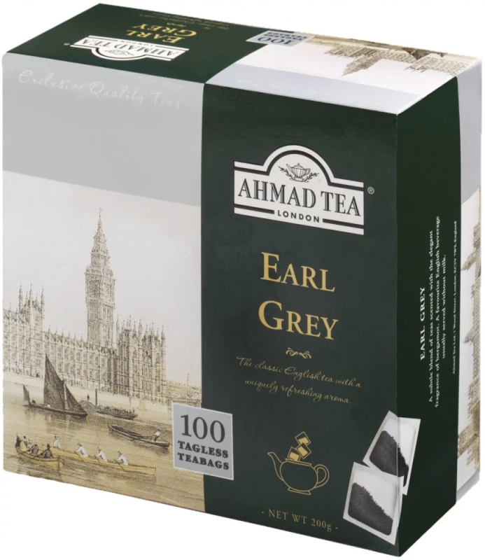 Herbata Earl Grey czarna w torebkach Ahmad Tea London, 100sztuk x 2g