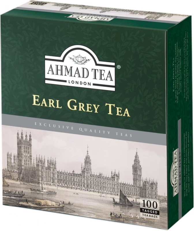 Herbata Earl Grey czarna w torebkach Ahmad Tea, 100 sztuk x 2g