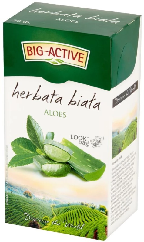 Herbata biała smakowa w torebkach Big Active z Aloesem, aloes, 20sztuk x 1.5g