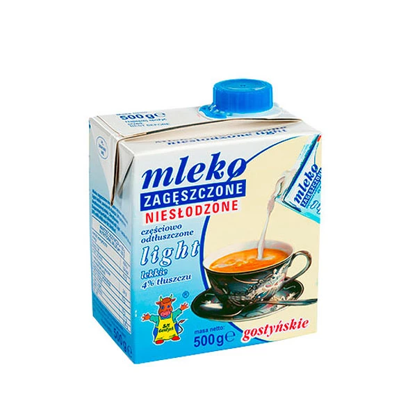 Mleko zagęszczone niesłodzone Gostyń, light, 4%, 500g