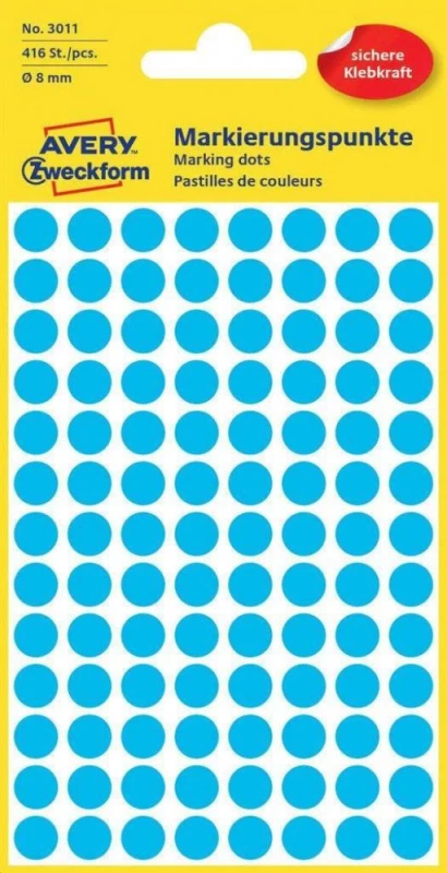 Etykiety oznaczeniowe Avery Zweckform, okrągłe, średnica 8mm, 416 sztuk, niebieski