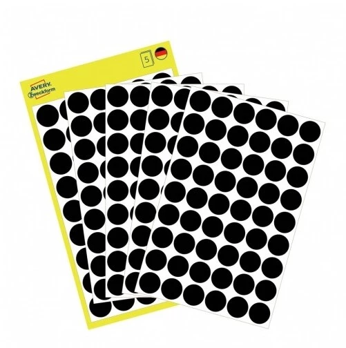 Etykiety Avery Zweckform, okrągłe, 270 sztuk, czarny