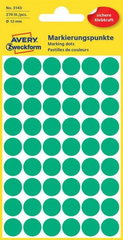Etykiety Avery Zweckform, okrągłe, zielony