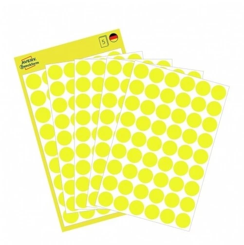 Etykiety Avery Zweckform, okrągłe, żółły