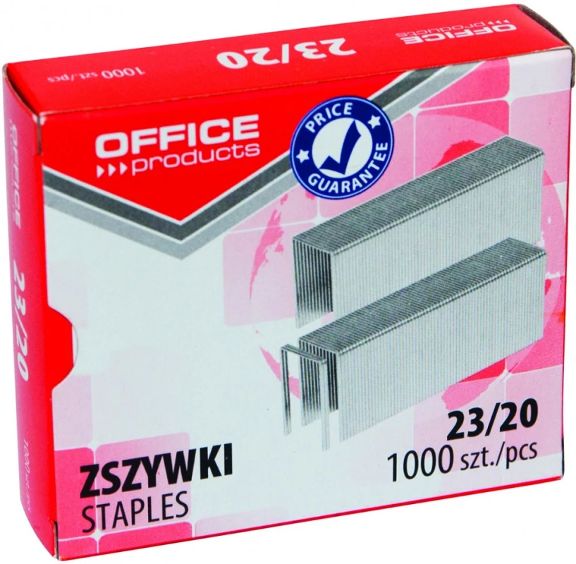 Zszywki Office Products 23/20, 1000 sztuk, srebrny