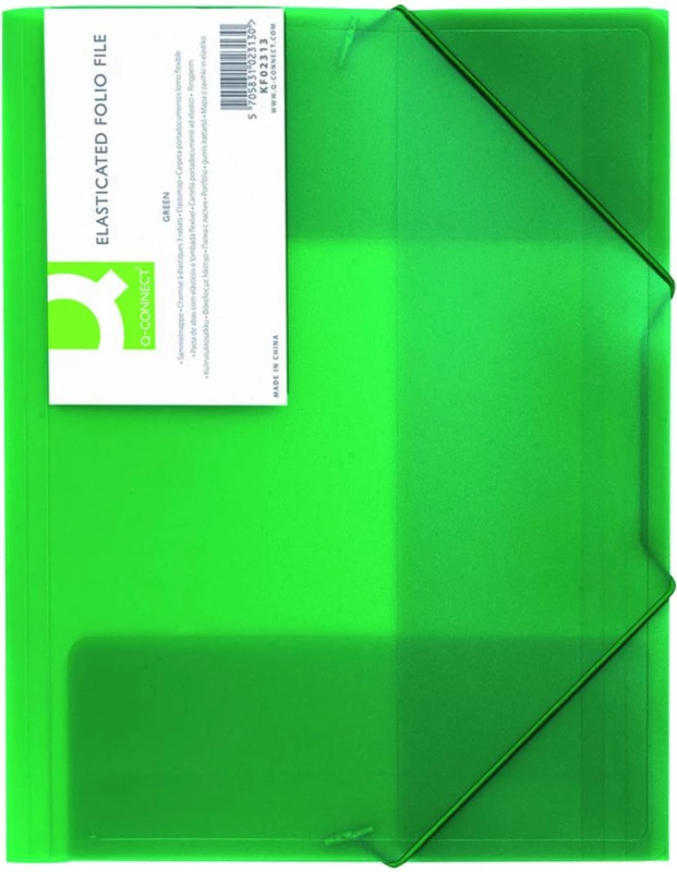 Teczka plastikowa z gumką Q-connect, 3-skrzydłowa, A4, zielony