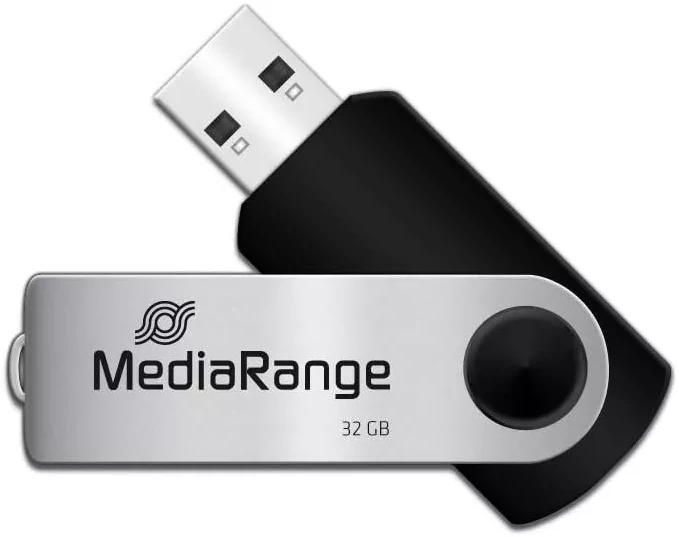 Srebrno-czarny pendrive 32GB MediaRange USB 2.