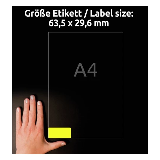 Etykiety neonowe Avery Zweckform, 63.5x29.6 mm, 25 arkuszy, żółty