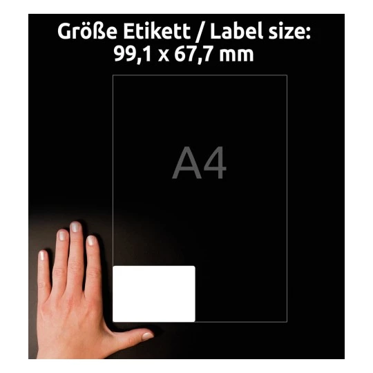 Etykiety błyszczące Avery Zweckform,A4, 99.1x67.7 mm, samoprzylepne, 40 arkuszy, biały