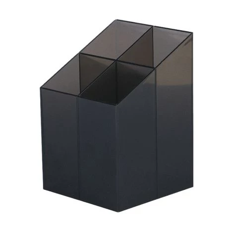 Przybornik na biurko Ico, z przegrodami, 75x75x110mm, transparentny czarny