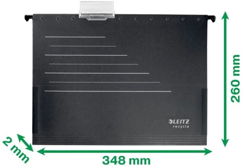 Teczka zawieszkowa kartonowa z rozciągliwymi bokami Leitz Alpha Recycle, A4 250g/m2 czarny
