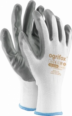 Rękawice powlekane Ogrifox OX-NITRICAR WS, rozmiar 7, biało-szary