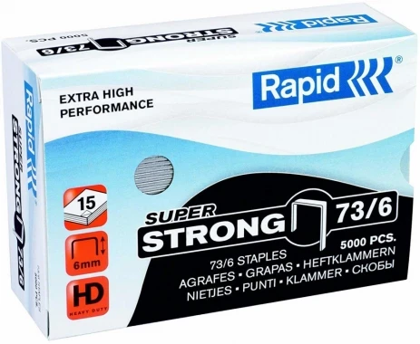 Zszywki Rapid Super Strong, 73/6, 5000 sztuk, srebrny