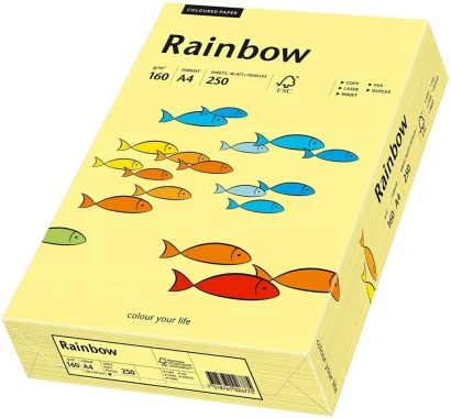 Papier ksero ekologiczny Rainbow, A4, 160g/m2, 250 arkuszy, jasny żółty (R12)