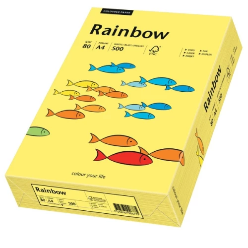 Papier kolorowy Rainbow, A4, 160g/m2, żółty słoneczny