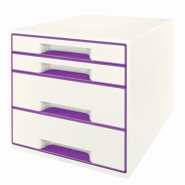 Pojemnik Leitz Wow Cube, z 4 szufladami, A4+, biało-fioletowy