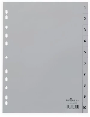 Przekładki plastikowe numeryczne Durable, A4, 1-10 kart