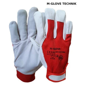 Rękawice wzmacniane M-Glove Technik, rozmiar 9, biało-czerwony