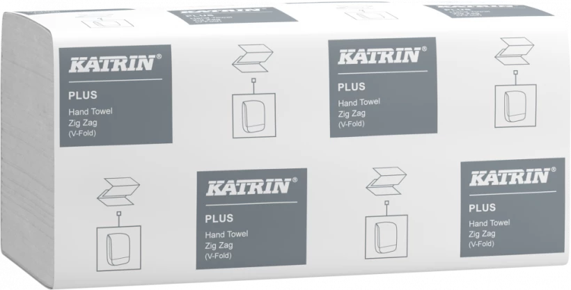 Ręcznik papierowy Katrin Plus, jednowarstwowy, w składce ZZ, 20x200 listków, biały naturalny
