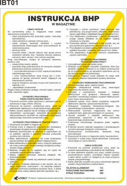 Tabliczka informacyjna Instrukcja BHP dla pracowników magazynu Anro, 25x35cm