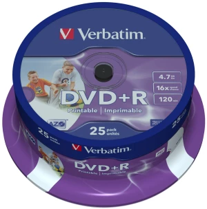 25 płyt jednokrotnego zapisu DVD+R firmy Verbatim